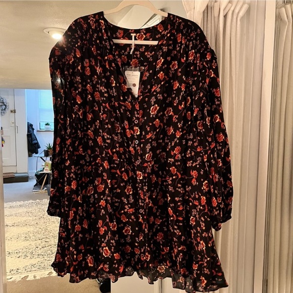 Free People Flower Fields Mini Dress in Dark Combo - Picture 4 of 7